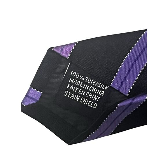 Van Heusen Black and Purple Stripe Tie 100% Silk - Picture 4 of 4